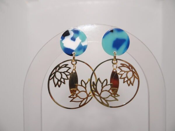Boucles d'oreilles ronde avec fleurs