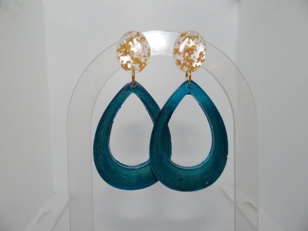 Boucles d'oreilles ovale dorée et bleu