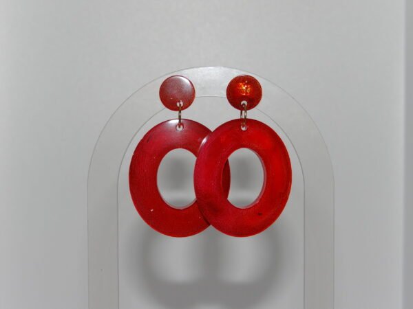 Boucles d'oreilles ovale rouge vif