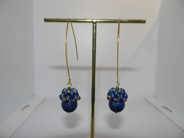 Boucles d'oreilles pendantes bleu foncé