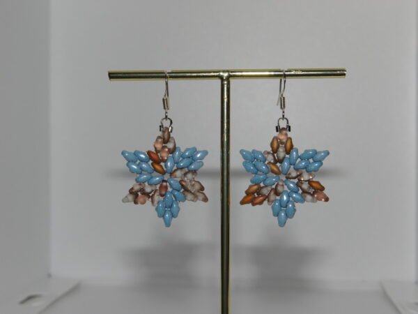 Boucles d'oreilles étoile bleu et marron