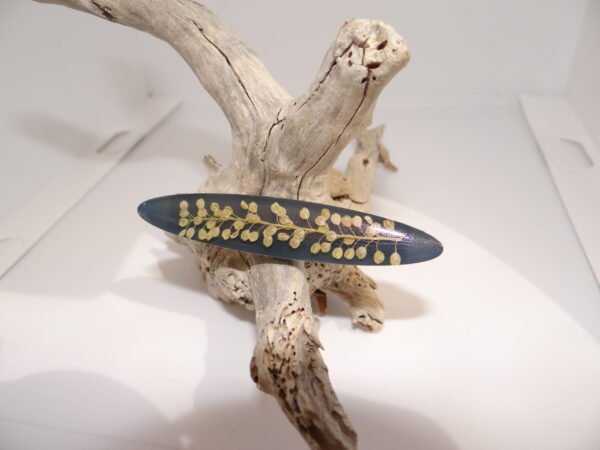 Barrette fine foncé avec fleurs dorée