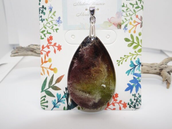 Pendentif ovale vert/marron